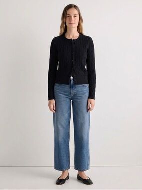 Vintage Jones New York Black Cable Knit Button-Front Cardigan